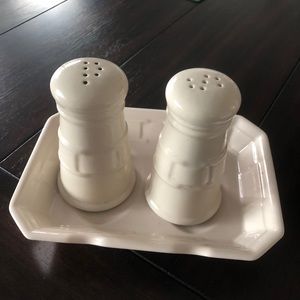 Longaberger salt and pepper and spoon rest.